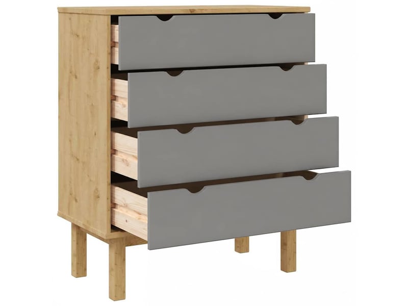  Commode, armoire à tiroirs bureau otta marron et gris 76,5x39,5x90 cm bois de pin massif  - Conforama E