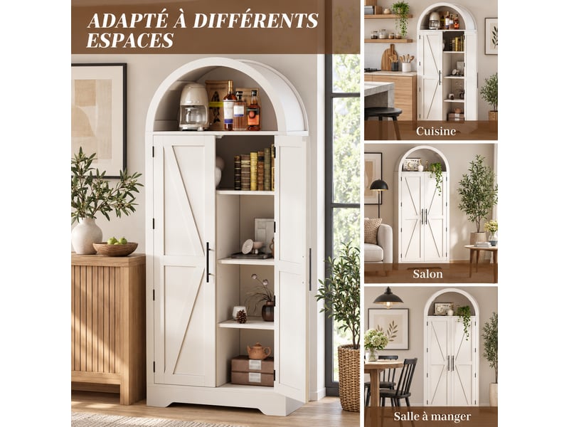  Vitrine arquée 170×70×35 cm blanche ,meuble de rangement meuble à vin,pour cuisine,salle à manger.  - Conforama D