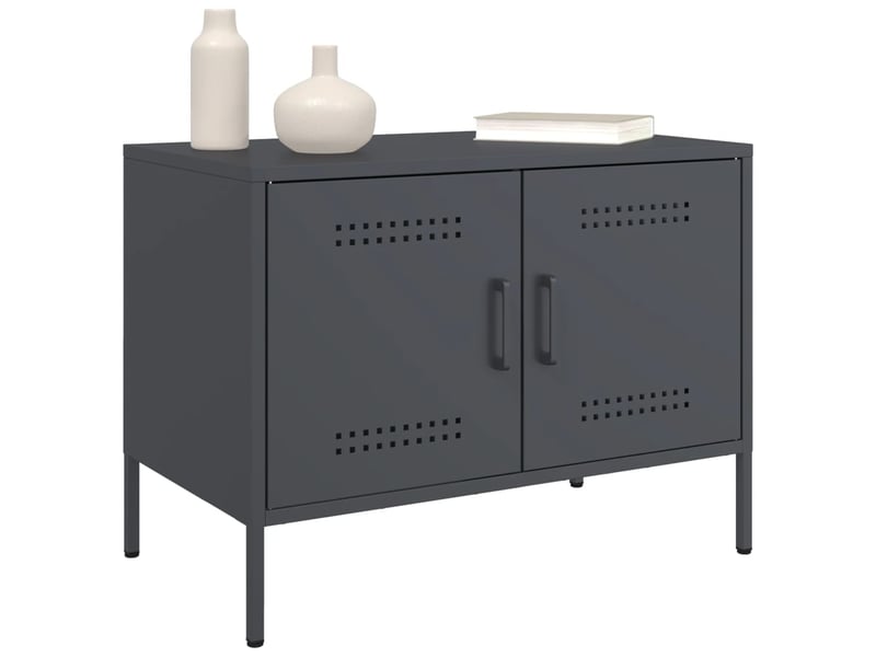  Meuble tv - banc tv - meuble de rangement anthracite 68x39x50,5 cm acier  - Conforama D
