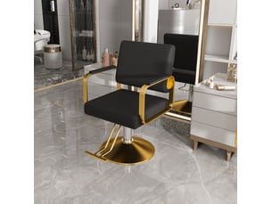 Fauteuil de coiffure hydraulique pivotant 360° 90x56x92 cm noir et doré