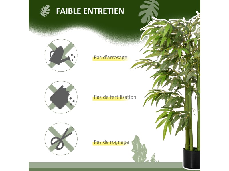  Plante artificielle bambou arbre artificiel 140 cm avec pot, fausse plante vert d'intérieur décoration  - Conforama R