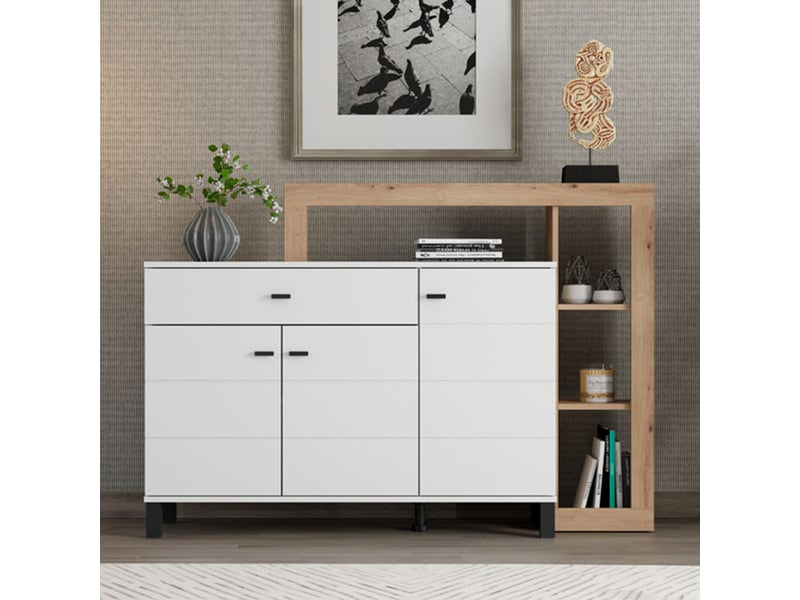  Credenza piriap, buffet 5 étagères, 145x35x101h cm blanc Piriap - Conforama B