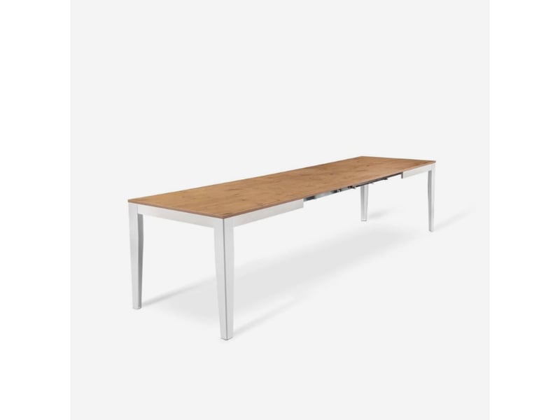  Table de salle à manger extensible avec piètement blanc 156316x90 moon - chêne  - Conforama C