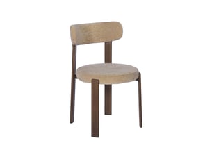 Lot de 2 chaises vintage acier effet bois foncé et tissu texturé taupe - gloria