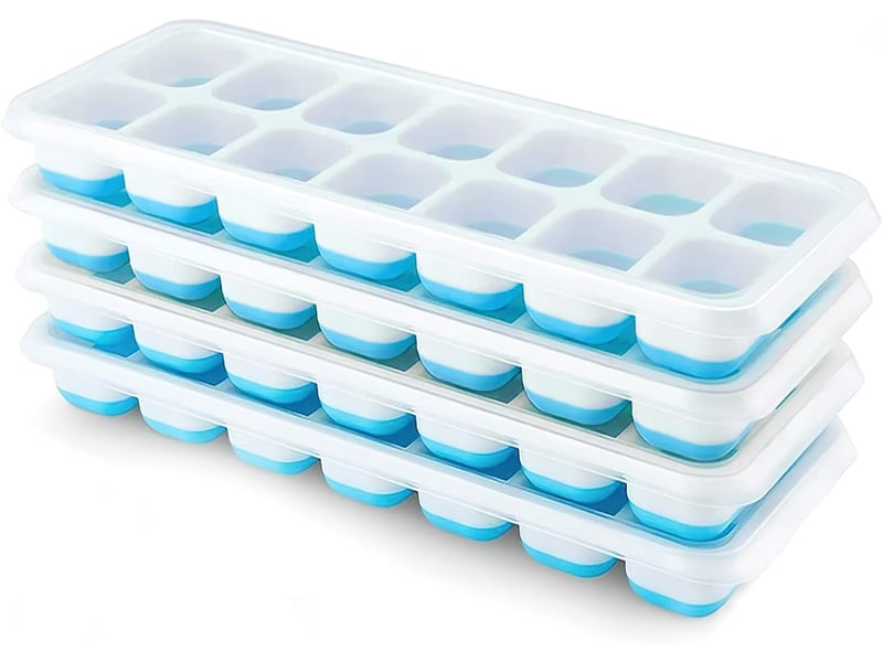  Set de 4 plateaux à glaçons en silicone avec couvercle, plateau à glaçons carré facile à enlever (bleu) - ljy1837fxn LJY1837FXN - Conforama A
