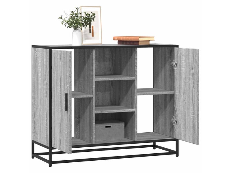  Buffet - bahut - meuble de rangement sonoma gris 92x35x76 cm bois d'ingénierie  - Conforama B