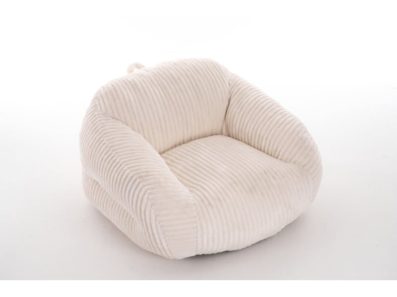  Pouf adulte 116 x 110 x 61 cm en velours côtelé beige avec dossier et mousse haute densité  - Conforama A