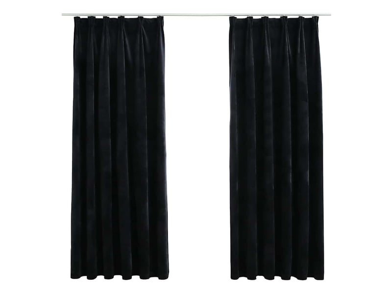  Lot de 2 rideaux occultants, rideaux black-out avec crochets velours noir 140x175 cm cf44898  - Conforama A