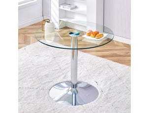 Table de bar ronde 85x85x76 cm en verre et métal argenté