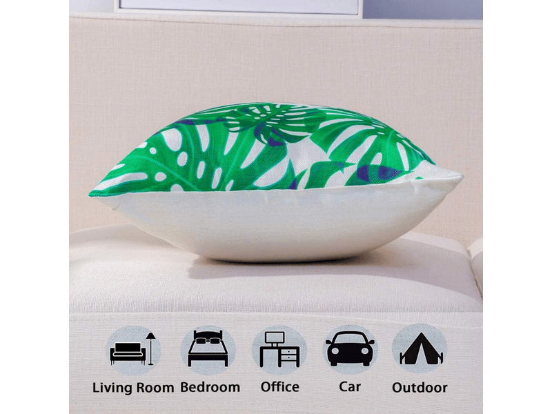Housse de coussin géométrie plante tropicale taie d'oreiller pour canapé maison salon chambre décoration d'intérieur, 45 x 45 cm, 4 pièces, vert Household Pillow Cover - Conforama B