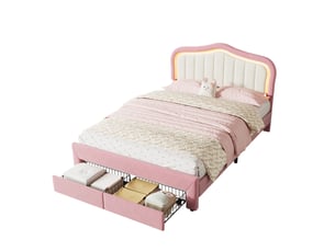 Lit avec rangement 140x200 cm <strong>HAUSS SPOLE</strong> <strong></strong> coloris rose