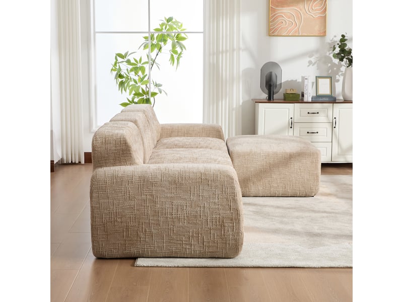 Canapé modulable, canapé de salon, format compressé, en tissu chenille, kaki, base antidérapante, mousse haute résilience 30d - Conforama W