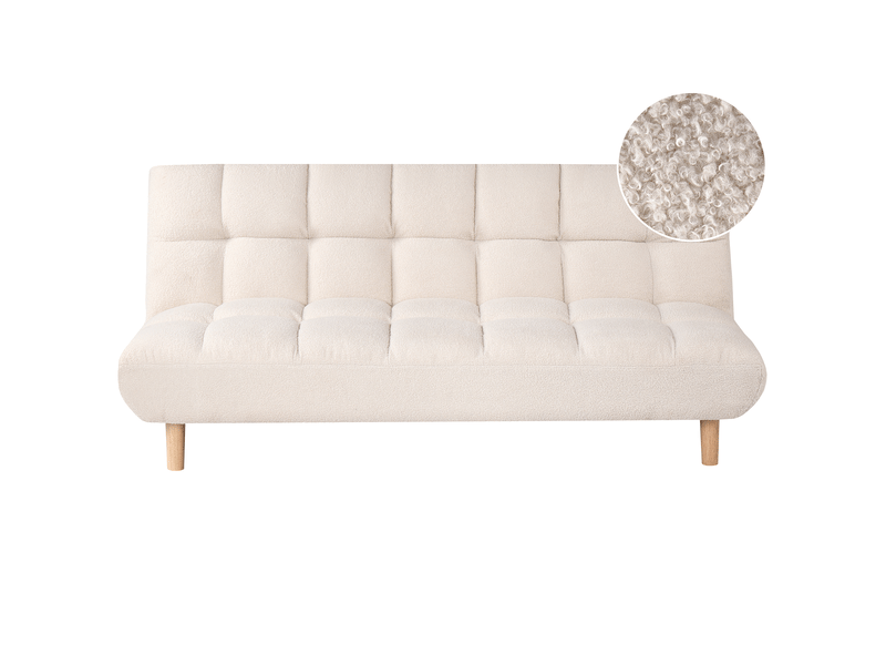 Canapé-lit 2 places risor bouclé blanc cassé  - Conforama A