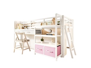 Lit mezzanine 90x200 cm VIVRYN   coloris blanc