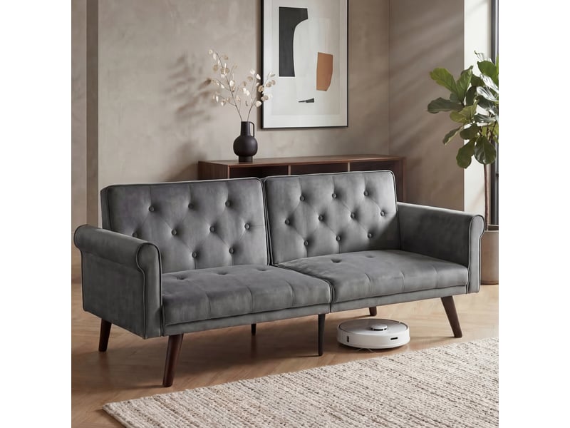 Canapé convertible modenvie 2 places velours gris dossiers réglables 172 x 89 cm  - Conforama B
