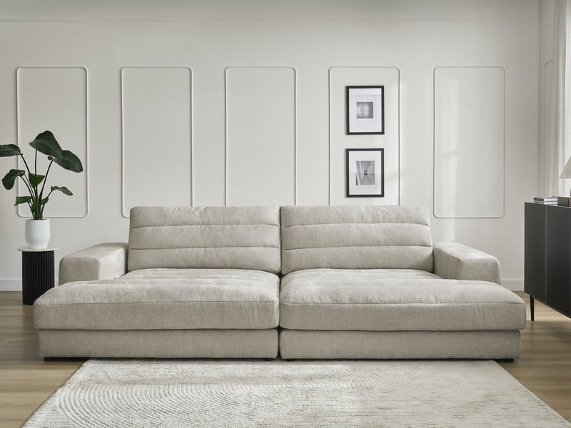  Bobochic canapé droit fixe 4 places sierra assise profonde tissu texturé taupe SIERRA - Conforama D