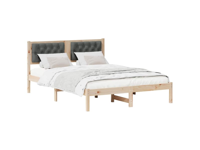 Lit double- lit adulte - cadre de lit gris foncé 150 x 200 cm pin massif - Conforama B