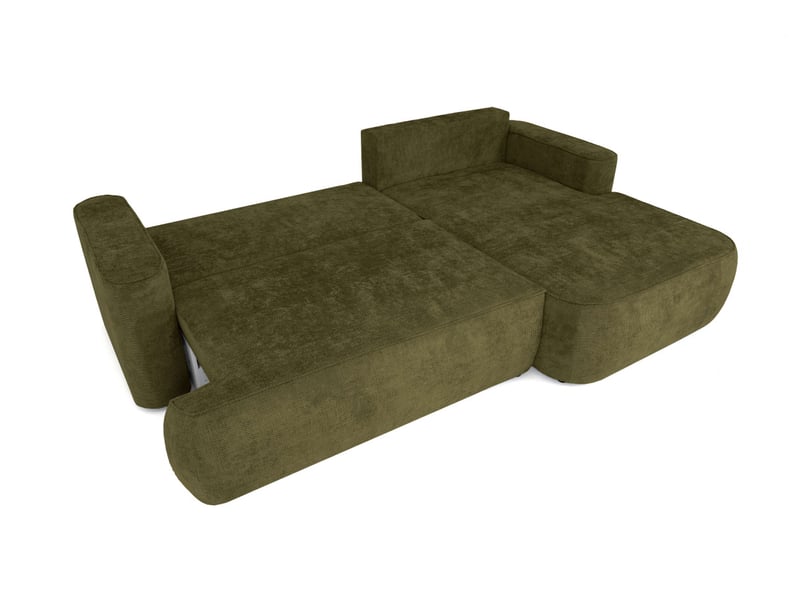  Canapé d'angle droit cassis avec coffre de rangement en tissu chenille - vert CASSIS - Conforama C