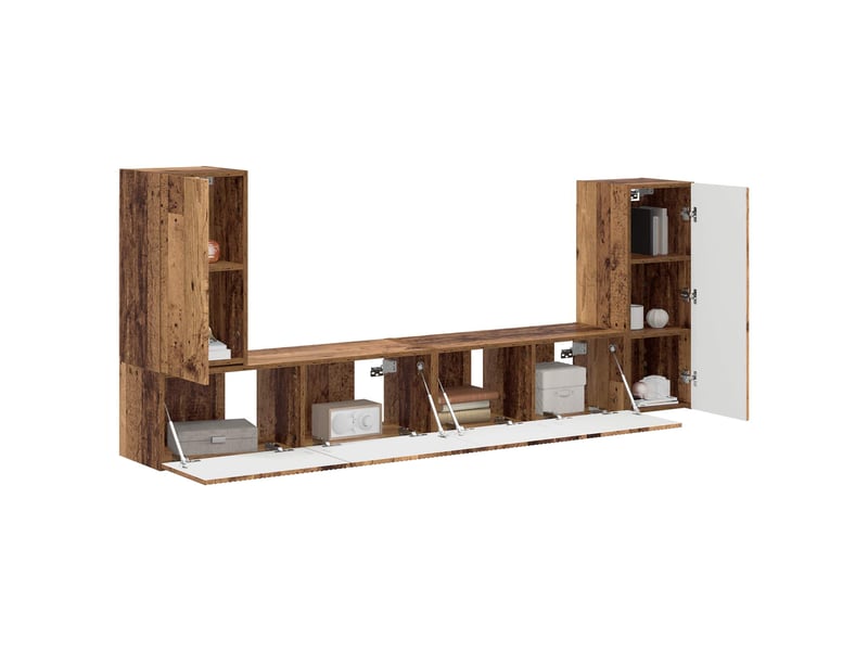  Ensemble meuble tv - banc tv - meuble de rangement 4 pcs bois ancien bois d'ingénierie  - Conforama C