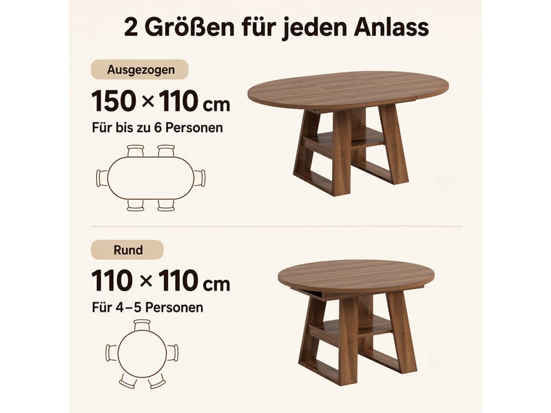 Table à manger extensible avec rangement, design moderne, structure fonctionnelle pour cuisine et salle à manger - Conforama D
