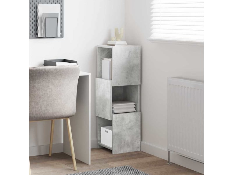  Meuble d'angle, meuble de rangement salon 30,5x30x95cm bois d'ingénierie gris béton  - Conforama D
