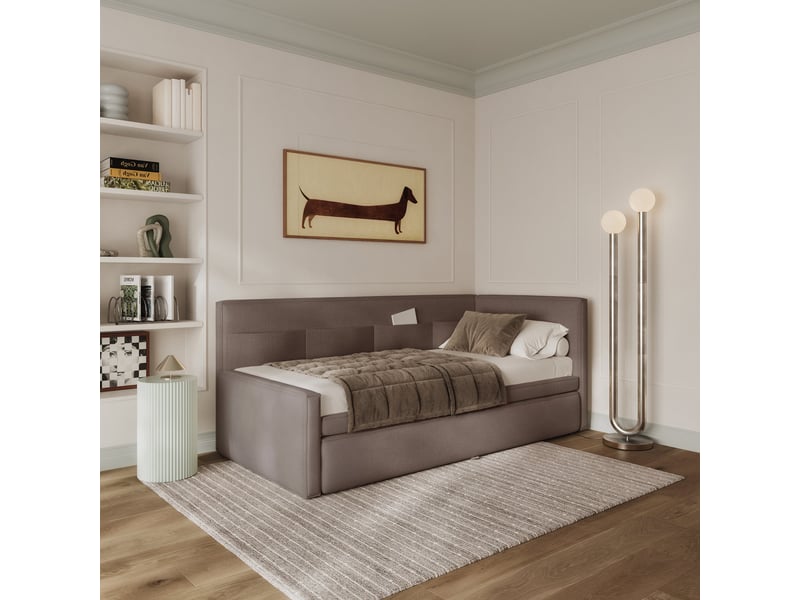  Selsey nesmi - lit rembourré - 90x200 cm - brun clair Nesmi - Conforama B