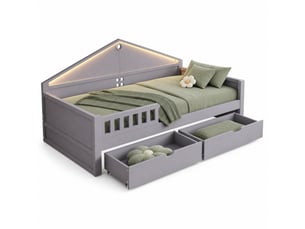 Lit avec rangement 90x200 cm MEUBLIV   coloris gris