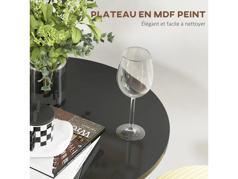  Table de bar ronde table de bistro mange-debout table de cuisine style contemporain plateau peint et cadre en acier  - Conforama E