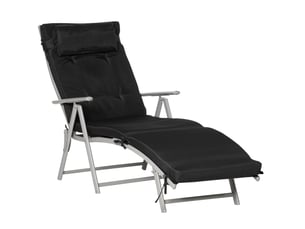 Transat pliant ulevr réglable 7 positions, résistant aux intempéries, avec coussin, texteline et métal, noir, 137 x 63,5 x 100,5 cm