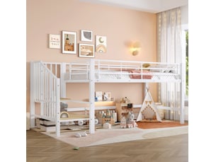 Lit mezzanine 90x200 cm <strong></strong> <strong></strong> coloris blanc