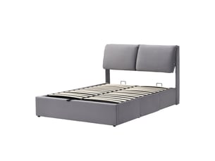 Lit coffre 140x190 cm <strong></strong> <strong></strong> coloris gris