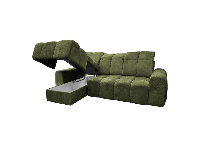 Canapé d'angle gauche relax krabi avec coffre tissu kiara vert KRABI-M-KIA862-L - Conforama D