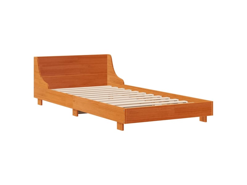  Lit simple- lit adulte -  cadre de lit sans matelas  marron 90x200 cm bois pin massif  - Conforama B