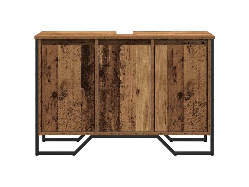  Meuble de lavabo de salle de bain, armoire de bain bois ancien 91 x 35 x 60 cm cf65509  - Conforama E