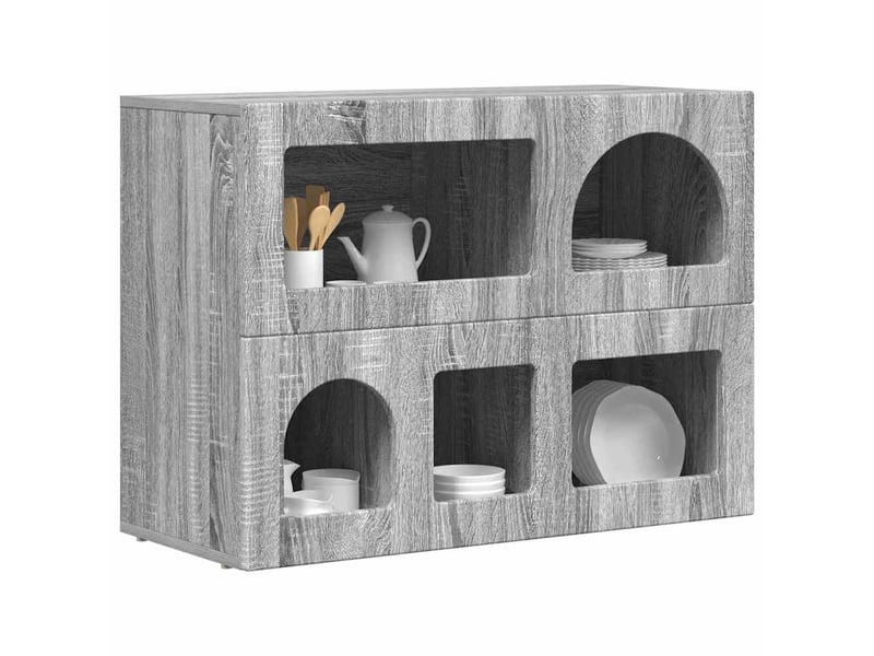  Buffet - bahut - meuble de rangement elst gris sonoma 80,5 x 35 x 59 cm bois d'ingénierie  - Conforama C