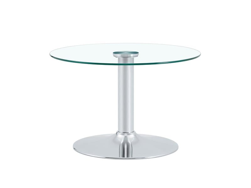  Table basse ronde avec plateau en verre trempé et piètement en métal, style moderne, pour salon, argent, 70 × 45 cm  - Conforama A