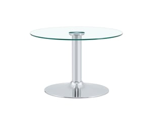 Table basse ronde avec plateau en verre trempé et piètement en métal, style moderne, pour salon, argent, 70 × 45 cm