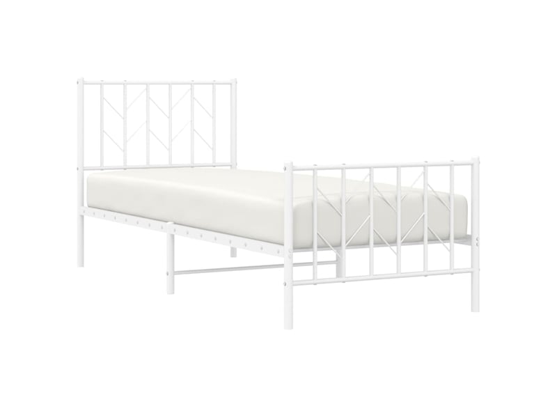  Lit simple- lit adulte -  cadre de lit métal sans matelas avec pied de lit blanc 80x200cm  - Conforama B