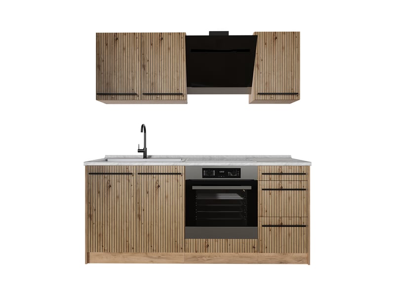  Vicco cuisine, chêne artisanchêne doré, 180cm, pt marbre  - Conforama A