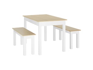 Ensemble table à manger 3 pièces avec 2 bancs encastrables pour 4-6 personnes style contemporain panneaux de particules