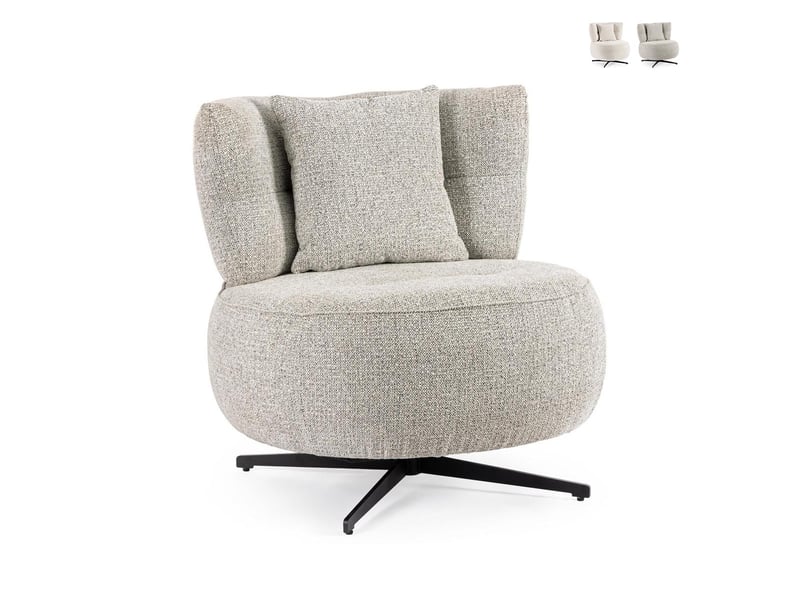  Fauteuil de salon effet effet chenille design moderne bizzotto gonnie - gris  - Conforama A