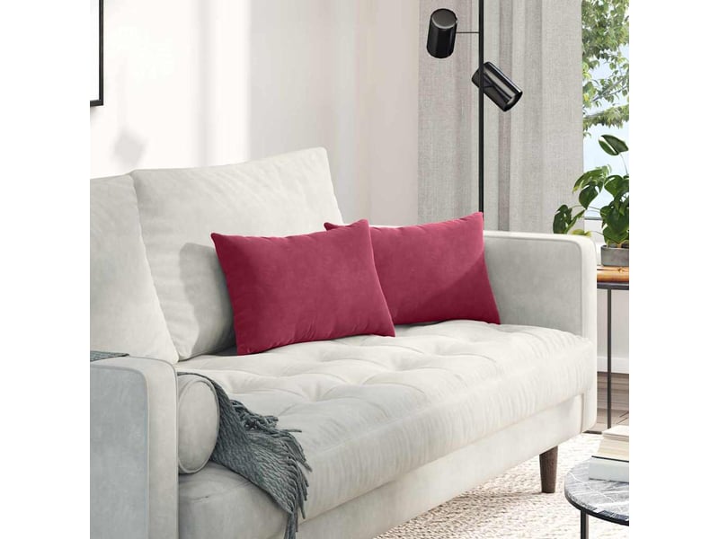  Lot de 2 coussins de canapé, coussins décoratifs rouge bordeaux 50 x 30 cm cf59155  - Conforama B