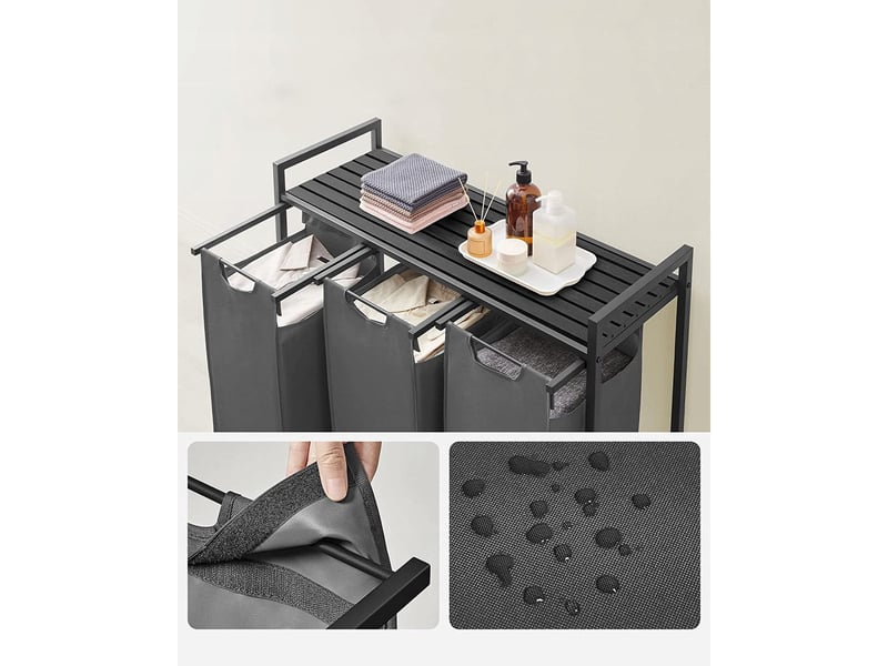  Meuble de buanderie avec 3 paniers à linge anthracite  - Conforama E