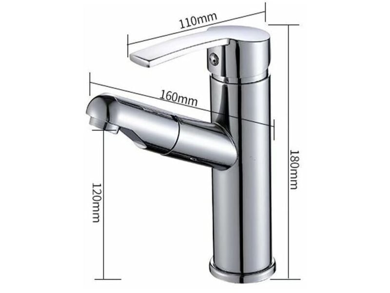  Mitigeur lavabo extractible – poignée unique, trou unique, chaudfroid, finition argent. Idéal pour salle de bain.  - Conforama D