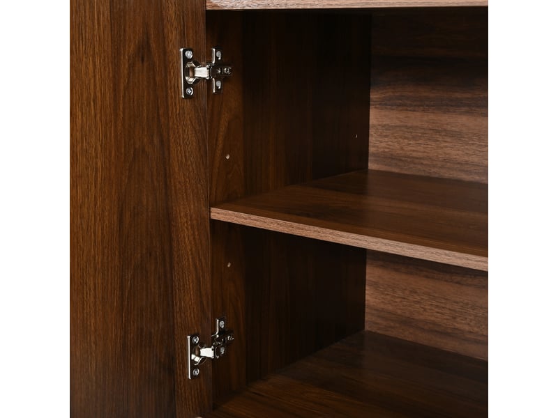  Buffet et enfilade avec 3 portes rangement fermé et pieds en pin pour salon ou salle à manger 140×40×78 cm noyer  - Conforama E