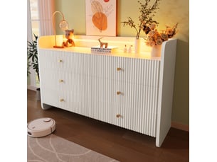Commode 6 tiroir(s) ULQENI coloris blanc largeur 120 cm