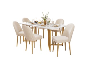 Lot de 6 chaises de salle à manger,50x62x89 cm,avec pieds métal doré,velours,beige