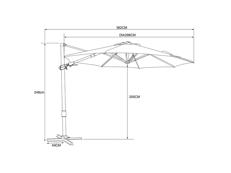 Axi solis parasol déporté rond avec pied de parasol, ø 300 cm, anthracitetaupe | pour le jardin terrasse avec armature thermolaquée | housse de protection inclus  - Conforama B
