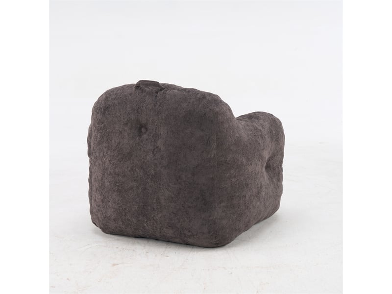 Pouf fauteuil gris foncé en fausse fourrure avec accoudoirs, rembourré mousse - Conforama E