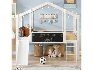 Lit mezzanine 90x200 cm <strong>MERAX</strong> <strong>lit enfant blanc</strong> coloris blanc